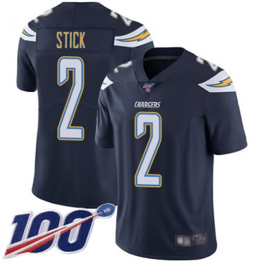 Los Angeles Chargers NFL Football Easton Stick Navy Blue Jersey Men Limited 2 Home 100th Season Vapor Untouchable